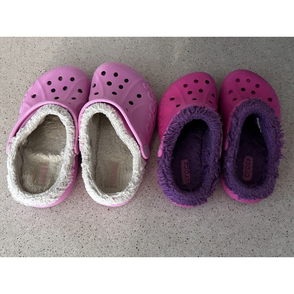 Lot of 2 Crocs Kids Classic Lined Clogs - Little Kid Sizes 12-13 & 2-4
